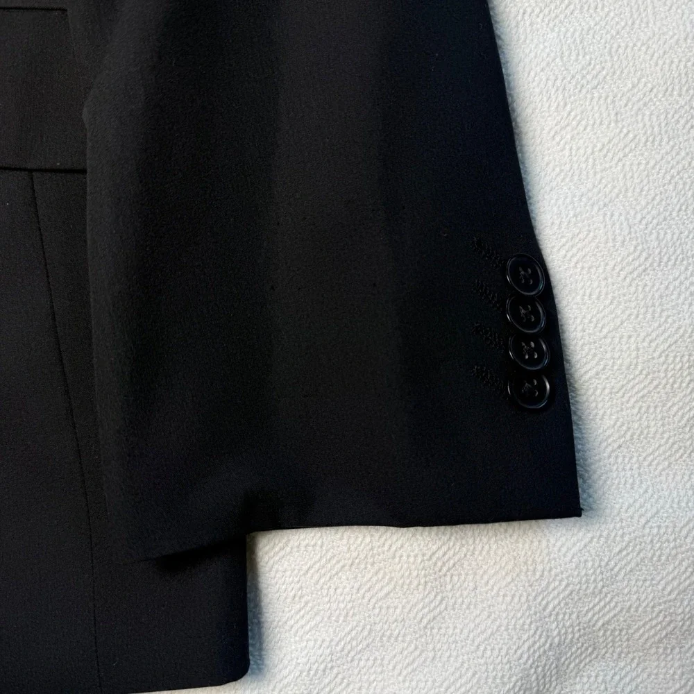 Savile Row Company London Mens Black Two Piece Wedding Suit Set